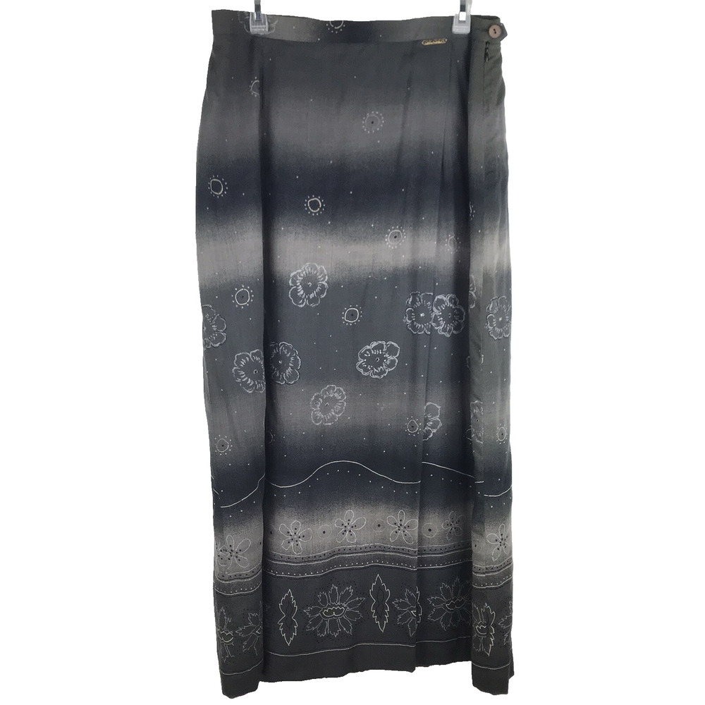 Vintage Geiger Collections Midi Skirt Wool Blend Lined Gray Floral Austria Sz 44